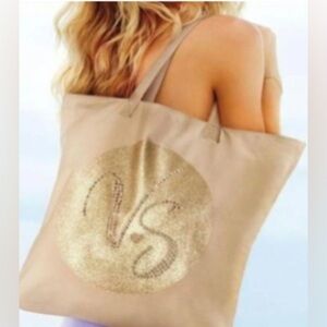 Victoria's Secret Gold and Tan Studded Tote Bag NWT